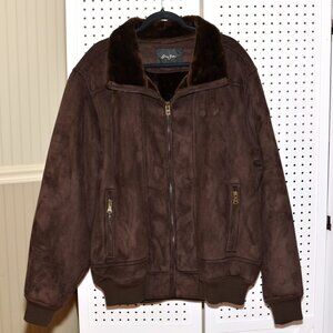 Sean John Men's XXL Chocolate Brown Faux Suede / Fur Lined Heavy Winter Coat